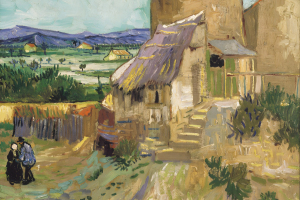 梵高油画-阿尔勒的老磨坊 荷兰后印象油画 乡村老房子风景画